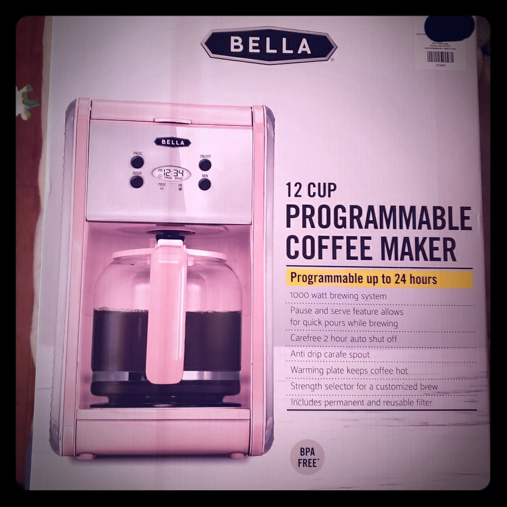 Bella 12cup Coffeemaker (pink, retro)